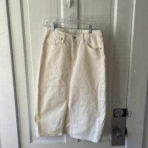 Western Cream Knee Length Skirt